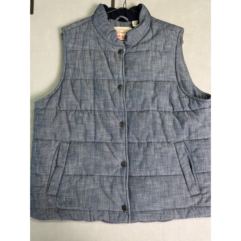Levi's Vest Women's Large Western Stand Collar Blue Puffer Full Zip